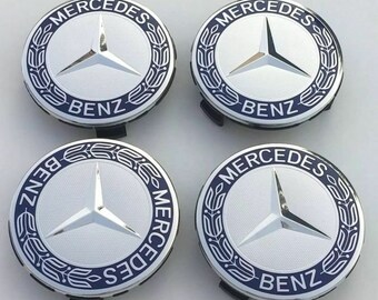 4x Blue Fit for Mercedes Alloy Wheel Centre Caps 75mm Badges Hub Emblem