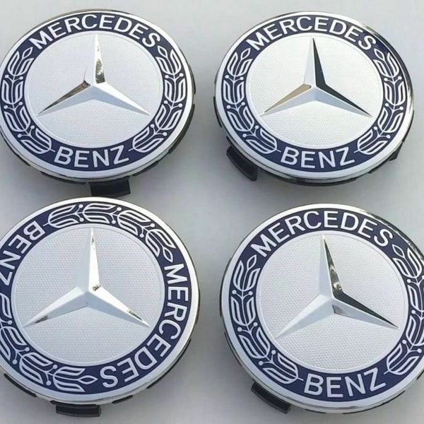 4x Blau Fit für Mercedes Alloy Wheel Center Caps 75mm Abzeichen Nabenemblem