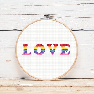 Love Rainbow Letters Cross Stitch Pattern