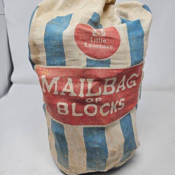 Vintage Little Learners MailBag of Blocks, Building Blocks, Sears Roebuck and Co, play toys, SDMS545A