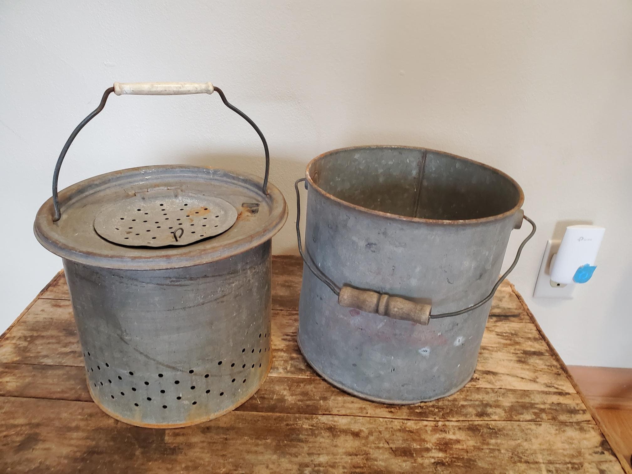 Seau à Appâts Vintage En Métal Galvanisé - Double Extrémité, Boîte à Vis Sans Fin - 5 Pouces