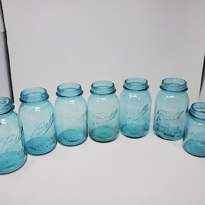 Vintage Ball Perfect Mason Jar, quart jar, pint jar, Green 1910-1923 & 1923-1933 Various Mold Numbers, canning
