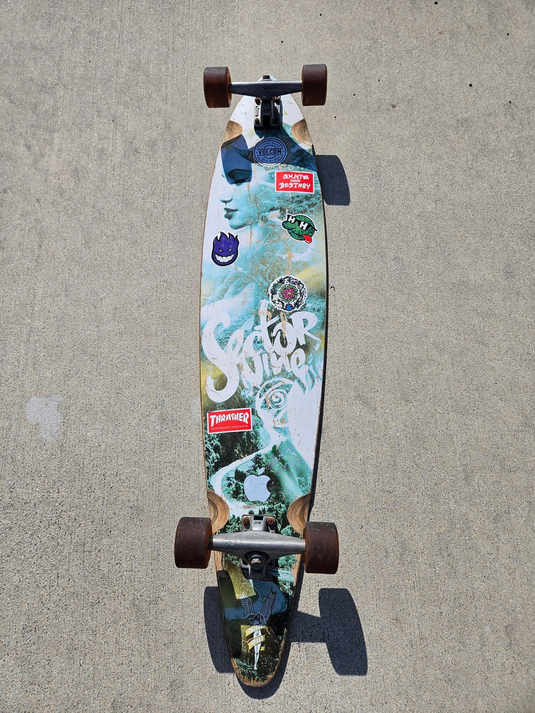 Vintage Sector 9 Pintail Longboard Skateboard, Goddess of Speed
