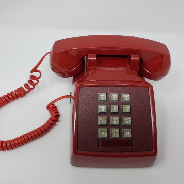 Vintage Western Electric Bell System 1980's Red Push Button Telephone, Retro, home décor