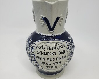 Jarra de vino vintage Marzi & Remy, hecha en Alemania, de cerámica de gres con sal.