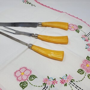 Vintage Washington Forge Sheffield England Carving Set Bakelite handles, stainless steel
