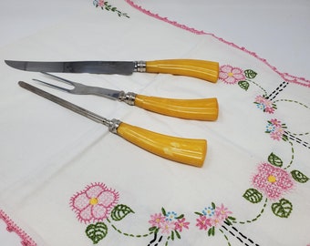Vintage Washington Forge Sheffield England Carving Set Bakelite handles, stainless steel
