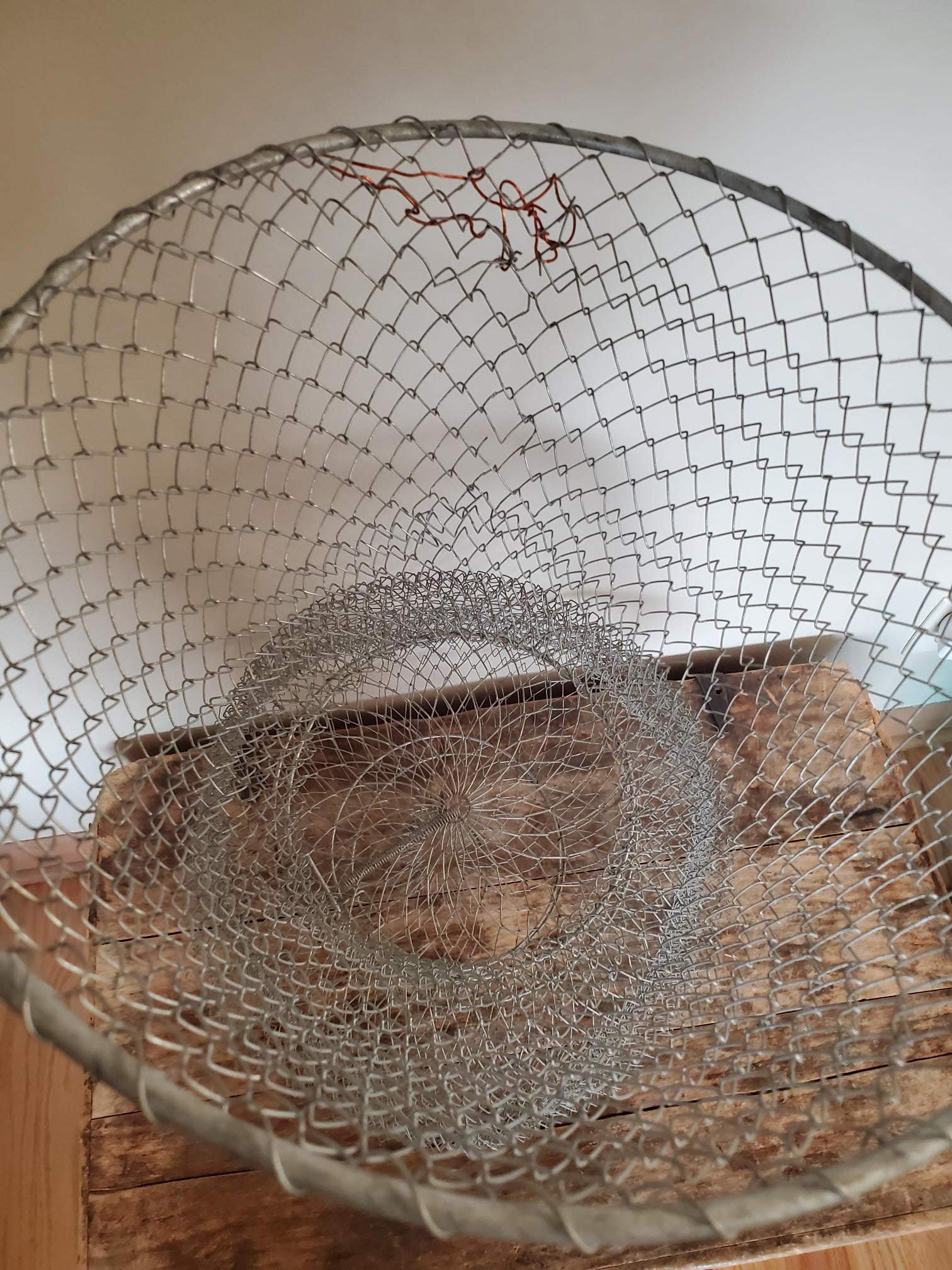 Vintage Metal Mesh Collapsible Fishing Basket Repurpose - Etsy