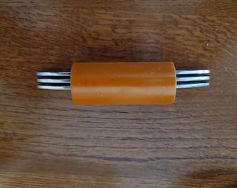 Vintage Art Deco Bakelite Plastic Metal 1920s Drawer Pulls, Dresser Handles, Hardware for Furniture 3" Centers, Restoration