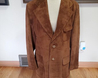 Vintage 1970's McGregor Sportwear Brown Leather 2 button Sports Coat, Made in Brazil