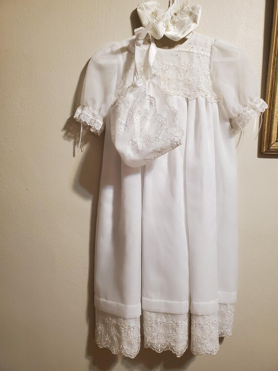 Vintage Baby Christening gown bonnet and shoes, Ba