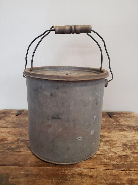 Vintage Old Galvanized Metal 2 Piece Minnow Bucket With Plastic Handle &  Wood Grip Handle, Repurpose, Fishing Gear, Vintage Fishing 