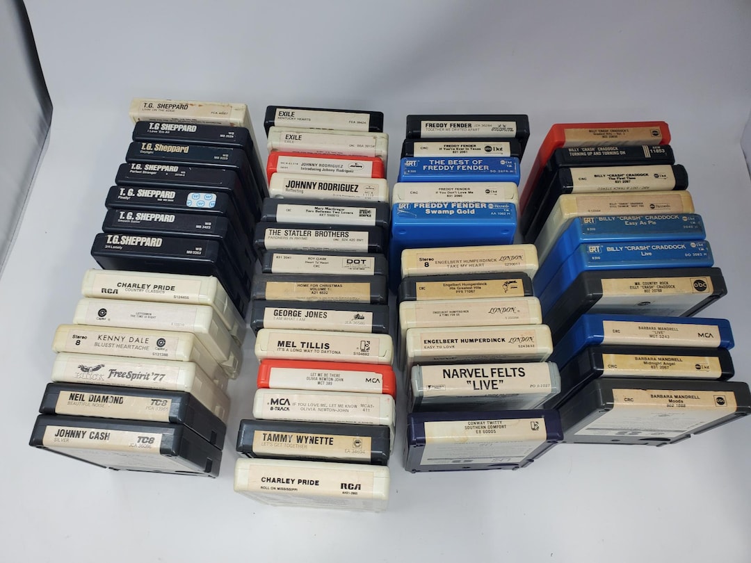 48 Vintage 8 Track Tapes, Stereo Tape Cartridges, Country Music, 48 8 ...
