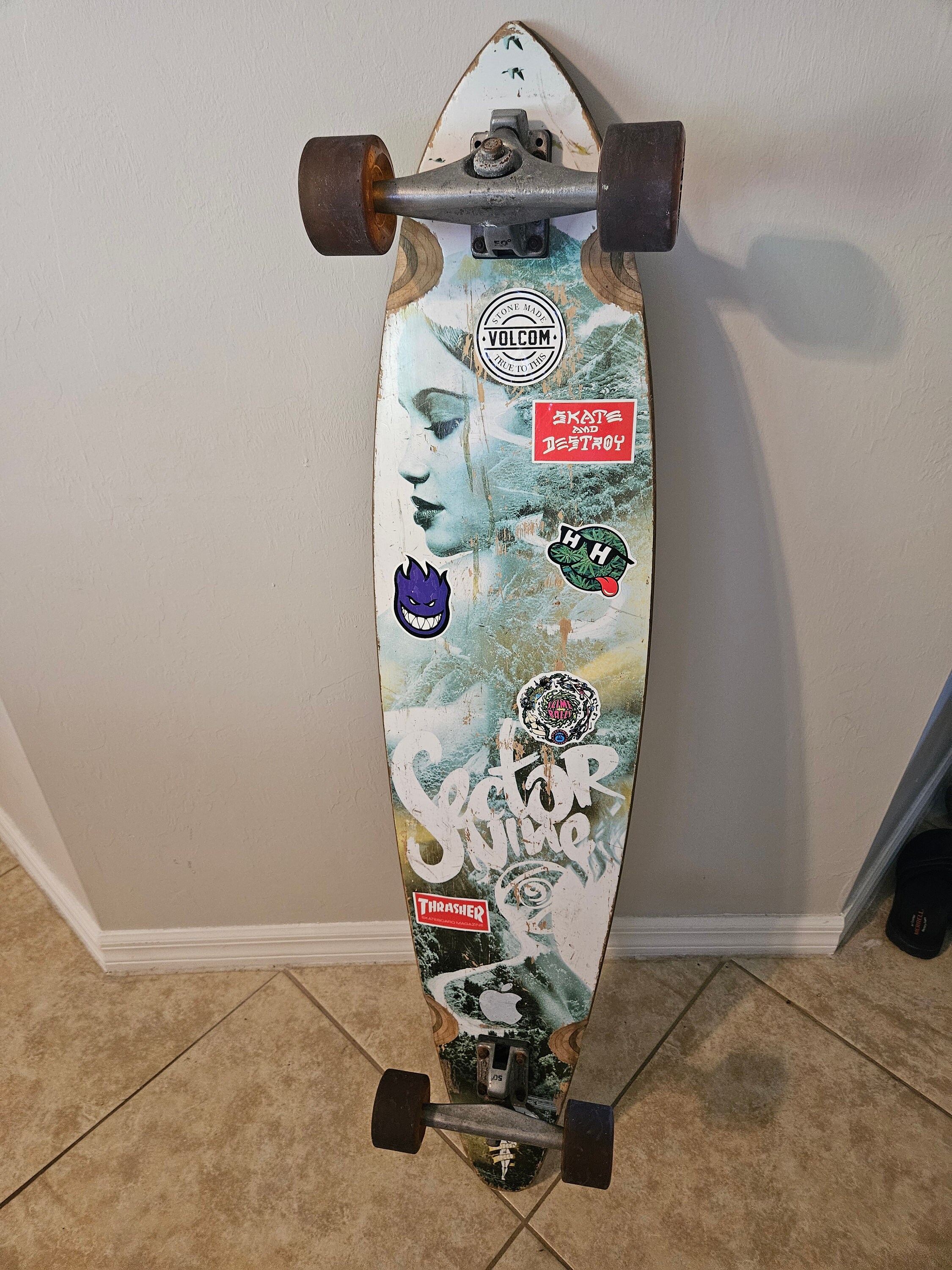 Vintage Sector 9 Pintail Longboard Skateboard, Goddess of Speed