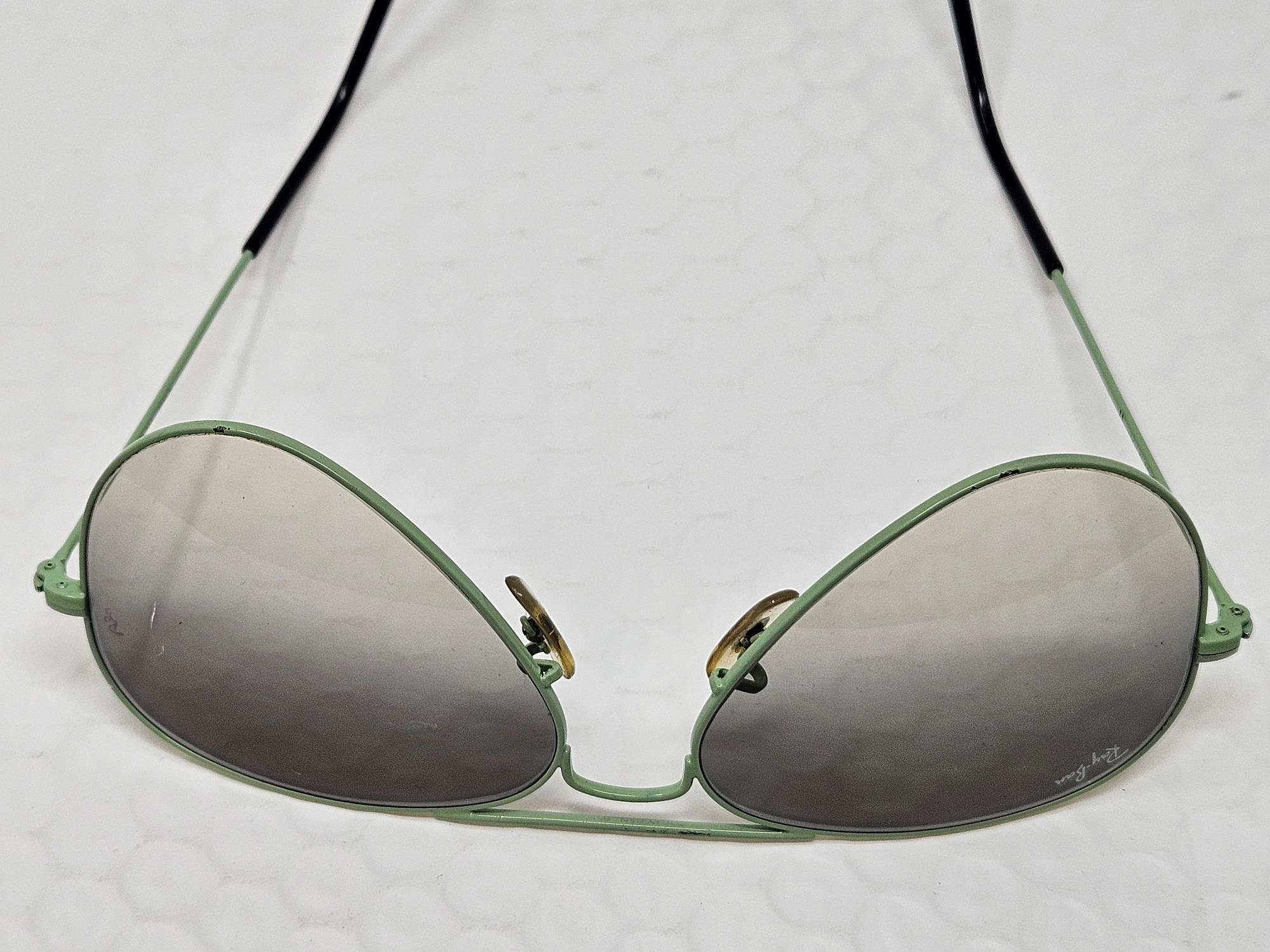 Ray-ban 3025 aviator L 033732 55014 Mint Green limited run. Vintage early 2000 Vintage Aviator Ray Ban Light Green Sunglasses RB3025, Made  main image 4