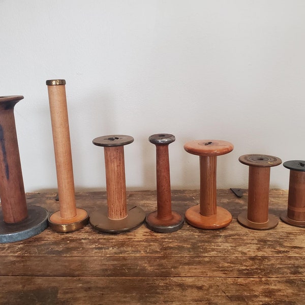 Vintage Textile Spools, Bobbins, Wooden Spools, Metal Spools, Silk Spools, Sewing, Repurpose