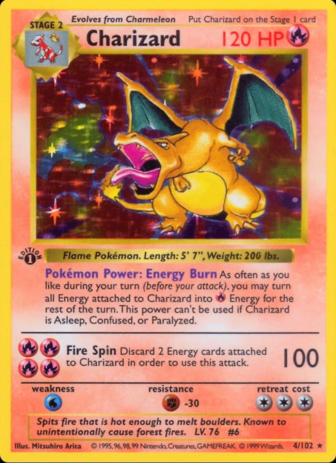 1st Edition Shadowless Charizard 4/102 Base Set Full Holo Etsy Australia