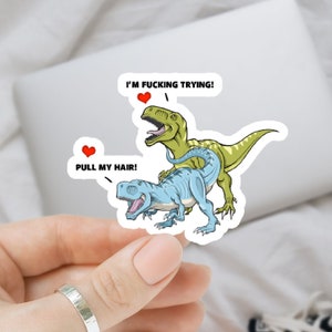 Pull my hair dinosaurs, laptop stickers, funny stickers, sarcastic sticker, trex, kindle sticker, smut, romance, kink