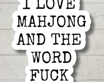 Love Mahjong Sticker, Mahjong Player Gift, Cute Game Night Decal, Waterproof Vinyl Sticker for Kindle & Journal