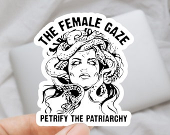 the female gaze, patriarchy, pro choice, feminist sticker, water bottle sticker, laptop sticker, women's rights