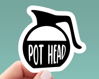coffee pot head coffee sticker, funny stickers, laptop decals, tumbler stickers, coffee stickers, water bottle sticker, water bottle decal