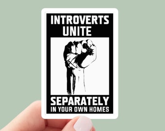 Introverts unite sticker, funny sticker, laptop decals, tumbler stickers, water bottle sticker, water bottle decal, car stickers
