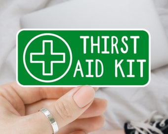 Thirst Aid Kit, Funny Possum Sticker for Laptop, Water Bottle, E-Reader Sticker, Sarcastic, Funny Vinyl Decal
