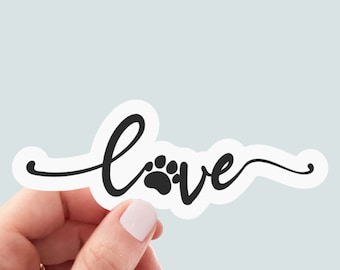 Love paw print sticker, laptop stickers, water bottle stickers, dog stickers, cat stickers, love stickers, cat mom, dog mom