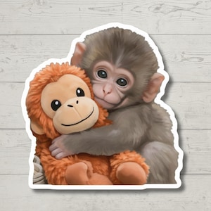Viral Baby Monkey Sticker - Punch the Monkey Cute Decal for Water Bottles and Laptops - Famous Zoo Monkey - Emotional Support Animal Sticker