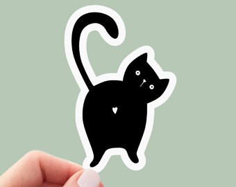 Funny black cat sticker, Cat Stickers, Water Bottle Sticker, cute stickers, Cat Decal, Laptop Sticker, Funny Stickers, Sarcastic stickers