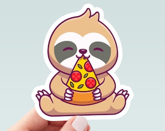 Sloth Eating Pizza Sticker, Water Bottle Sticker, Sloth Stickers, Sloth Decal, Laptop Sticker, Funny Stickers, Best Friend Gift