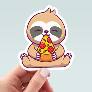 Sloth Eating Pizza Sticker, Water Bottle Sticker, Sloth Stickers, Sloth Decal, Laptop Sticker, Funny Stickers, Best Friend Gift