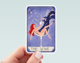 The Wine Tarot card sticker,  tarot stickers, wine stickers, water bottle stickers,  laptop stickers, funny stickers, tarot cards