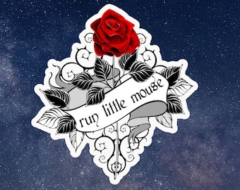 Run Little Mouse Dark Romance Vinyl Sticker, Sarcastic Bookish E-Reader Decal, Reading Laptop Sticker, Book Lover Gift
