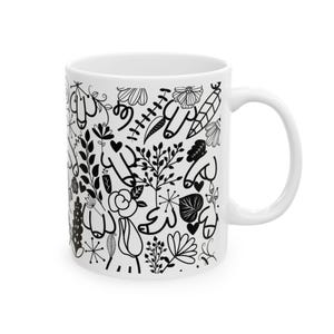 Whimsical Funny Ceramic Mug, Black and White Art Mug, Gift for Artists, Cozy Home Decor, Tea and Coffee Lover, Stylish Drinkware image 5