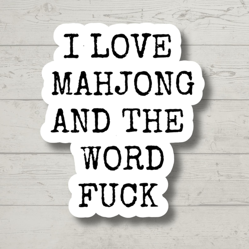 Love Mahjong Sticker, Mahjong Player Gift, Cute Game Night Decal, Waterproof Vinyl Sticker for Kindle & Journal image 1