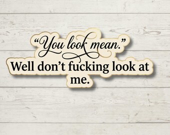 you look mean, Funny Stickers, Sarcasm Stickers, Sarcastic Stickers, Funny Laptop Sticker, Funny Decals, Stanley Cup