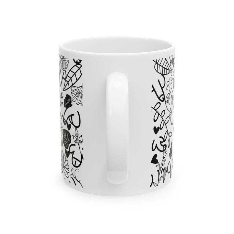 Whimsical Funny Ceramic Mug, Black and White Art Mug, Gift for Artists, Cozy Home Decor, Tea and Coffee Lover, Stylish Drinkware image 3