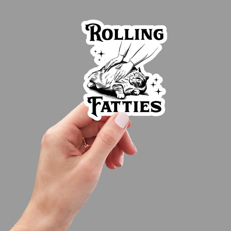 Rolling Fatties, Funny Cat, Sticker for Laptop, water bottle sticker, kindle stickers, sarcastic sticker, funny stickers Bild 2