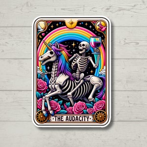 the audacity tarot card, funny stickers, water bottle stickers, laptop stickers, sarcastic stickers, kindle stickers, snarky