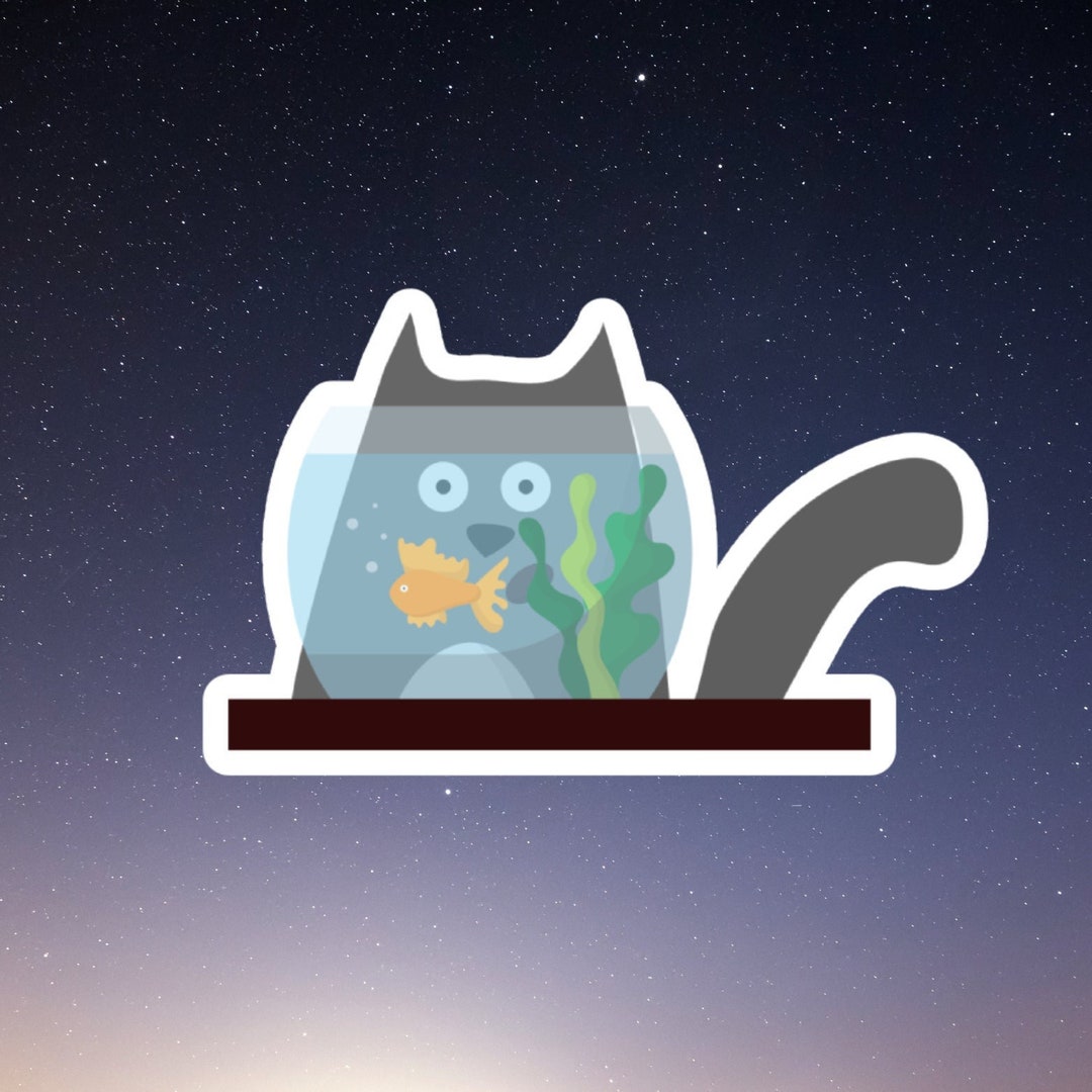Cat Fishbowl Waterproof Vinyl Sticker, Funny Stickers, Laptop Sticker ...