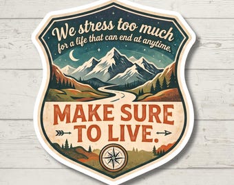 We Stress Too Much Sticker, Motivational Life Quote Decal, Mental Health Daily Reminder Waterproof Vinyl Sticker for Laptop, Water Bottle