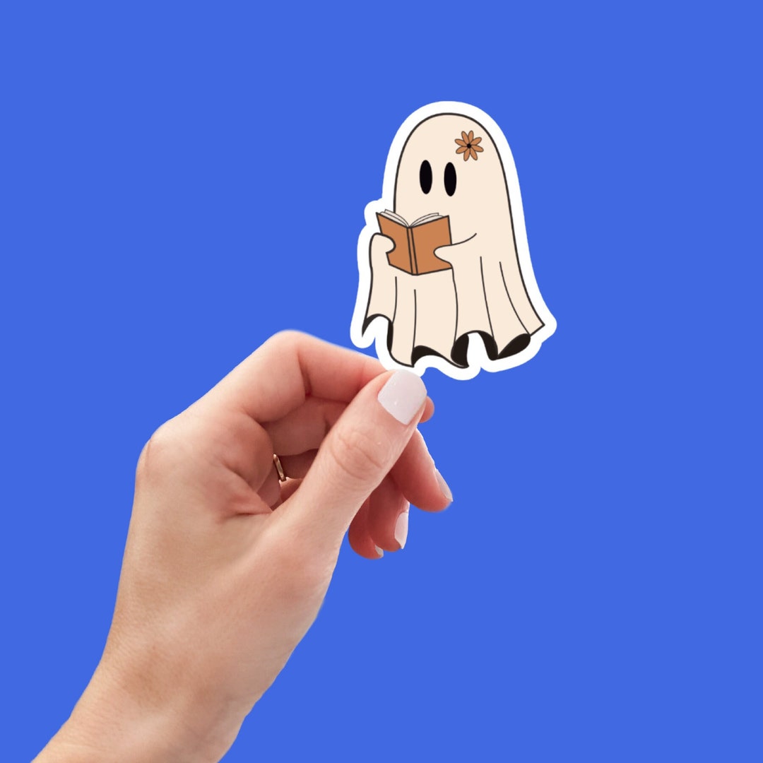 Cute Ghost Reading Sticker, Book Laptop Decals, Water Bottle Stickers ...