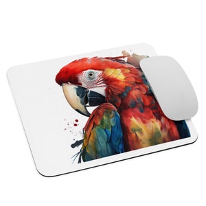 Computer Mouse Pad - Pretty watercolor Scarlet Macaw mouse pad