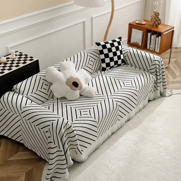 Black White Blanket Etsy