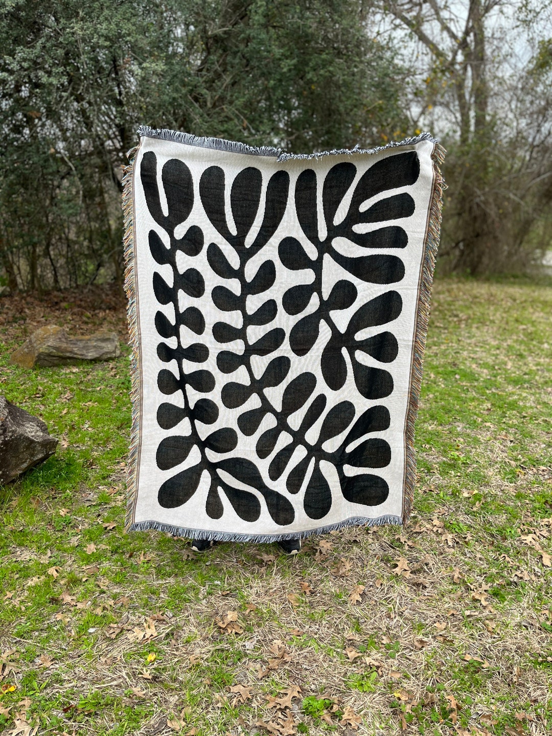 Matisse Inspired, Chunky Knit Blanket, Woven Throw Blanket, Bedding