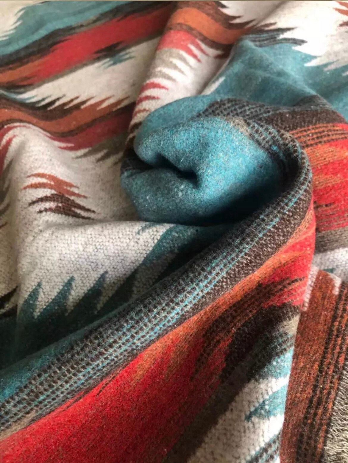 Woven Wool Blend Throw Blanket Southwestern Knit Blanket Etsy