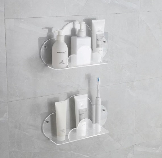 Clear Acrylic Wall Shelves,Small Floating Adhesive Shelf That Can Be  Installed in Bathroom, Living Room, Kitchen, Shower Room,Used to  Display,Organize