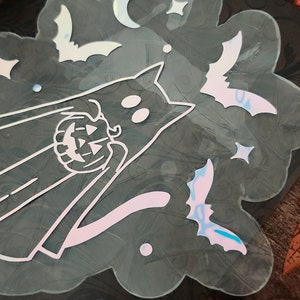 Attrape-Soleil sticker Chat Fantôme BOUH, suncatcher, pour fenêtre, autocollant holographique arc-en-ciel afbeelding 4