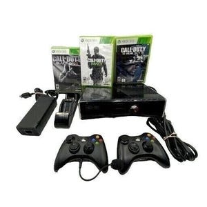 MicrosofXbox 360 S Slim Black Console Controllers Cords Games, Moodel 1439.